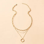 Vintage Layered Chain & Pendant Necklace