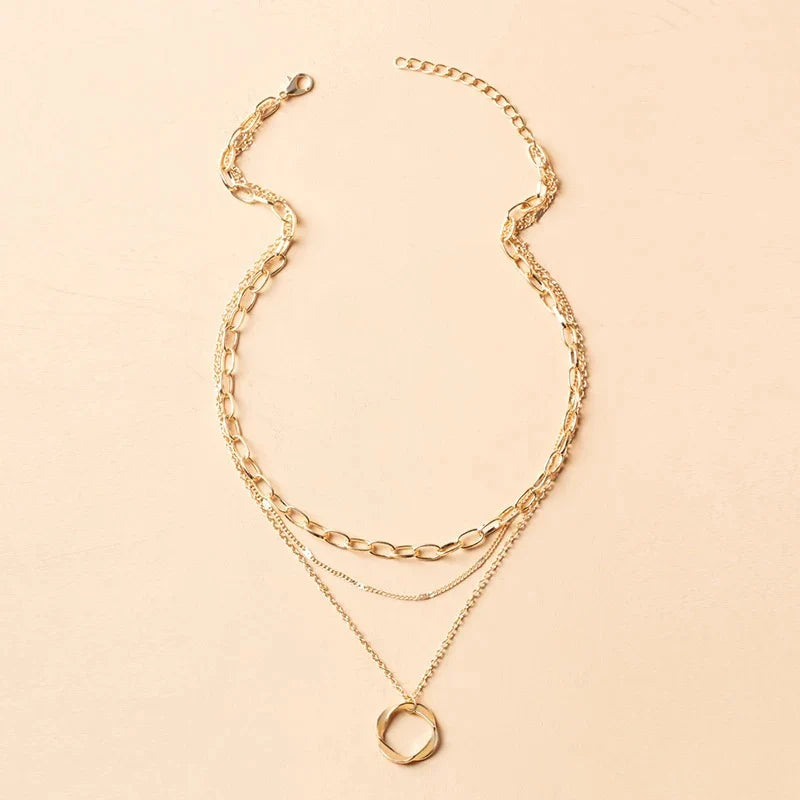 Vintage Layered Chain & Pendant Necklace